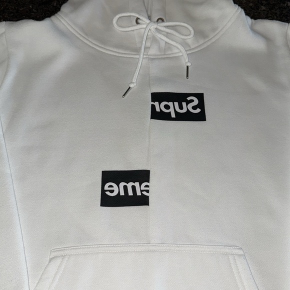 Supreme X Comme Des Garçons White Hoodie Sweatshirt - Picture 6 of 10